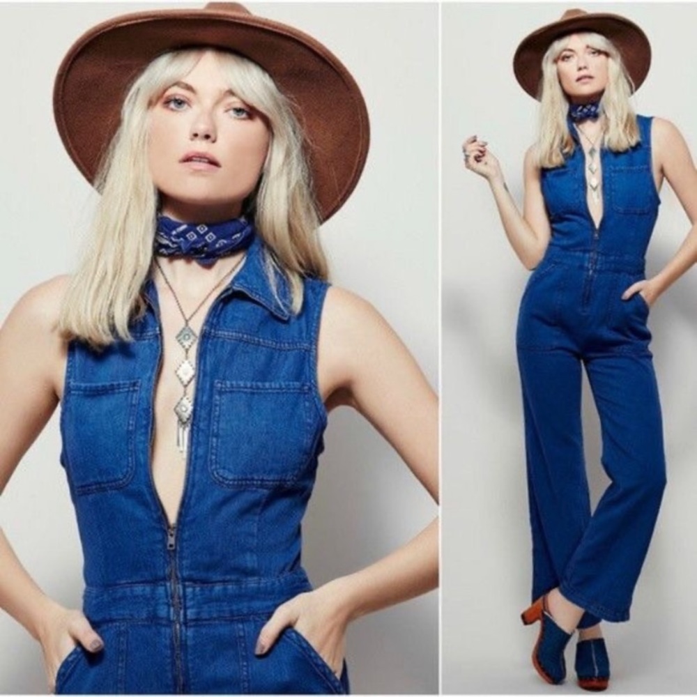 Free People Denim Jumpsuit